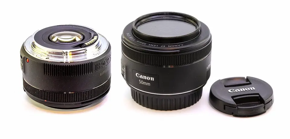 black canon lenses with white background