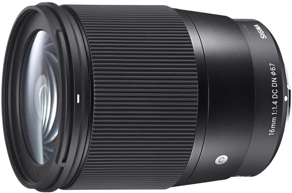 black Sigma 16mm F/1.4 DC lens 