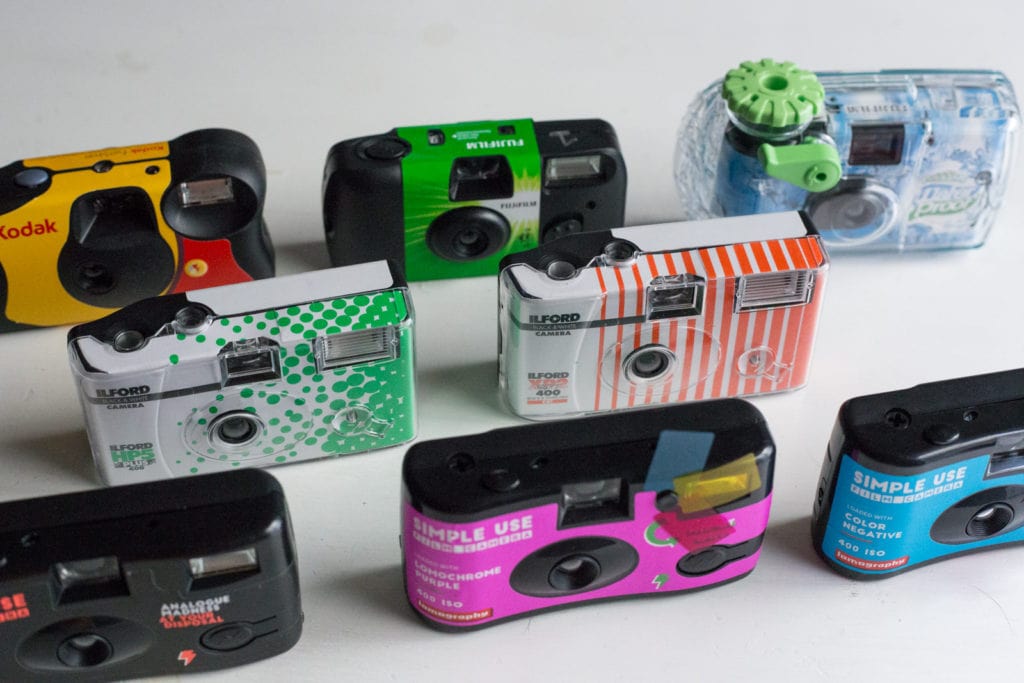 disposable camera on a white surface