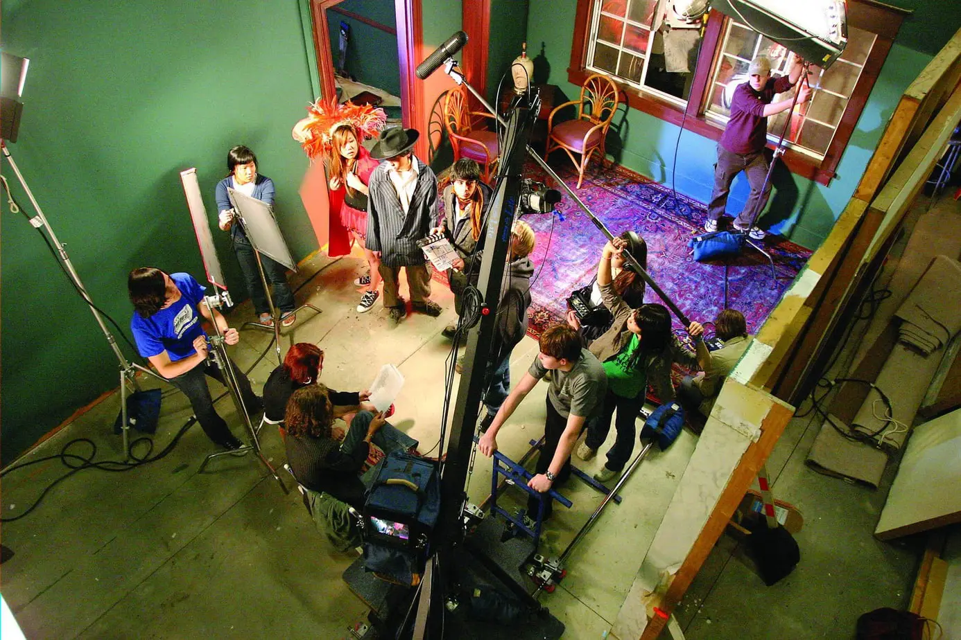 production crew in a shooting scene