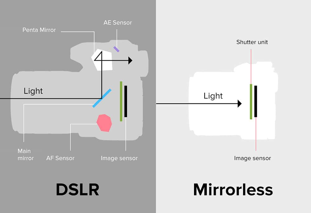 difference between mirrorless camera and DSLR camera