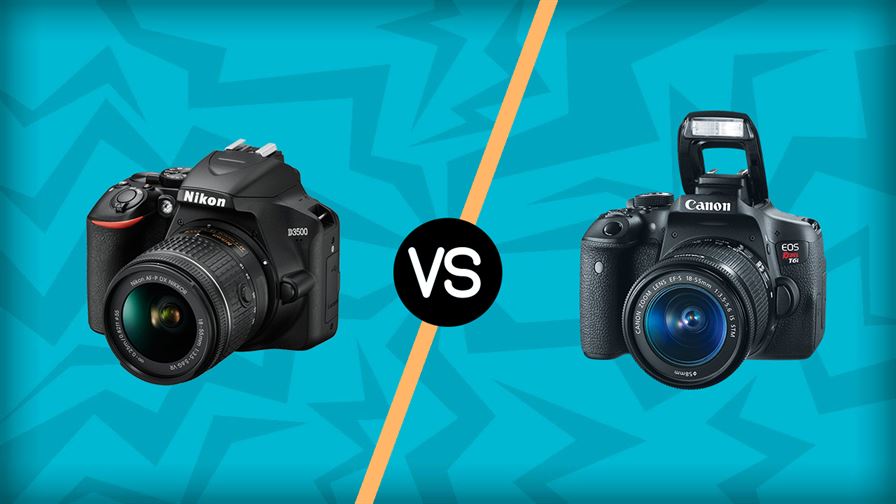 An image expressing Canon camera vs Nikon camera