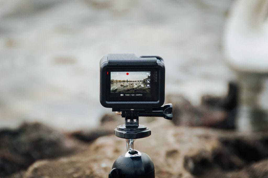 GoPro action camera was installed near a river area