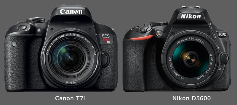 A photo showing Canon T7i and Nikon D5600