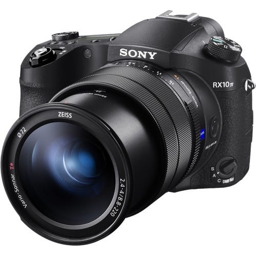black Sony HX400 camera with white background