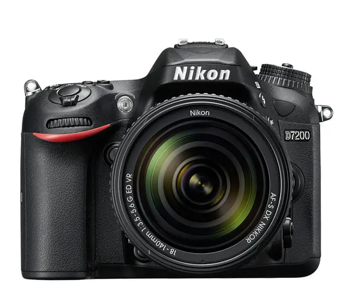 black nikon d7200 camera with white background