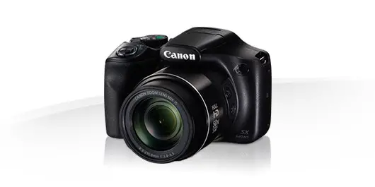 black Canon Powershot SX540 IS camera wtih white background