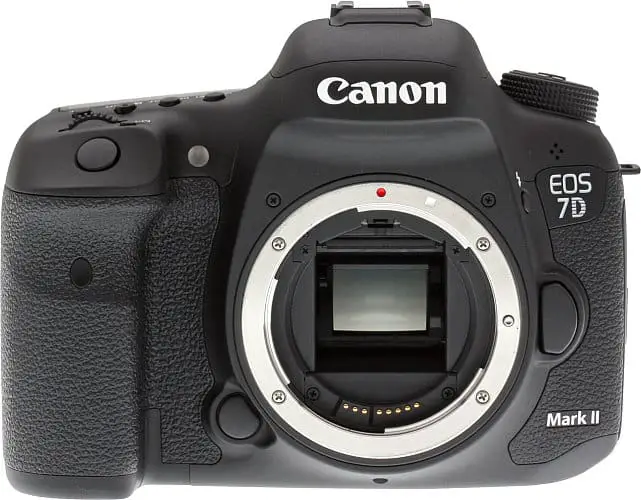black Canon EOS 7D Mark II with white background