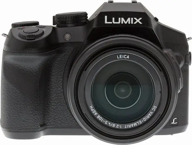 black panasonic lumix camera with white background