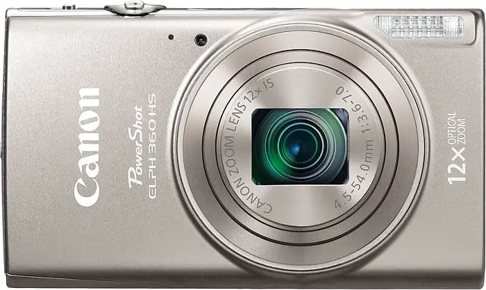 silver Canon Powershot ELPH 360 HS camera