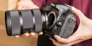 black camera and lens