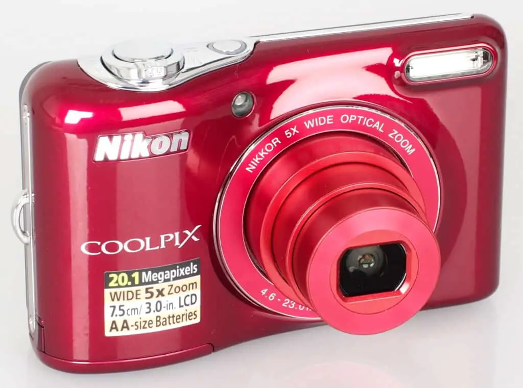 red Nikon Coolpix L30 camera