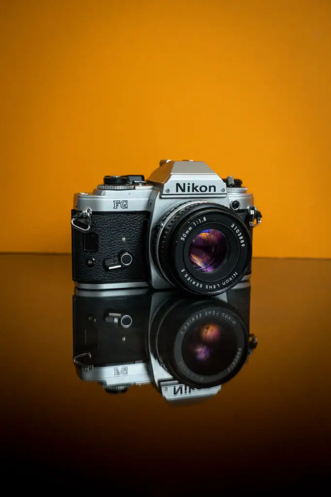 Nikon 50mm f/1.8 lens attached on a camera