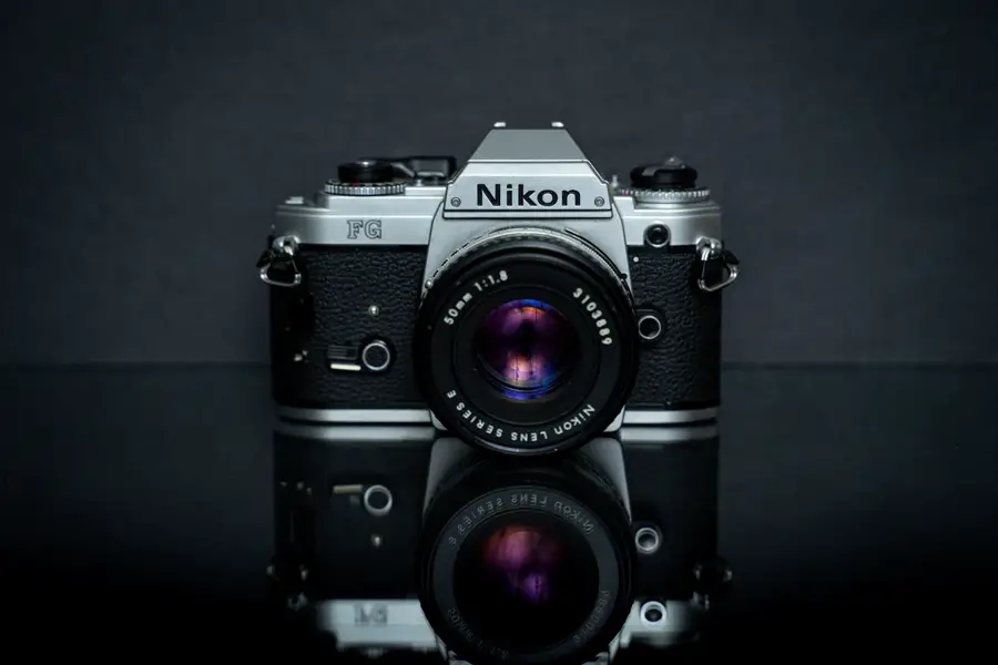 Nikon 50mm f/1.8 lens attached on a camera