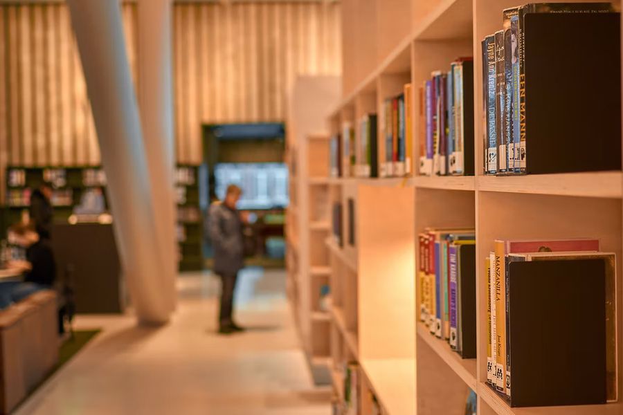 Bookshelf photo with a blurred background