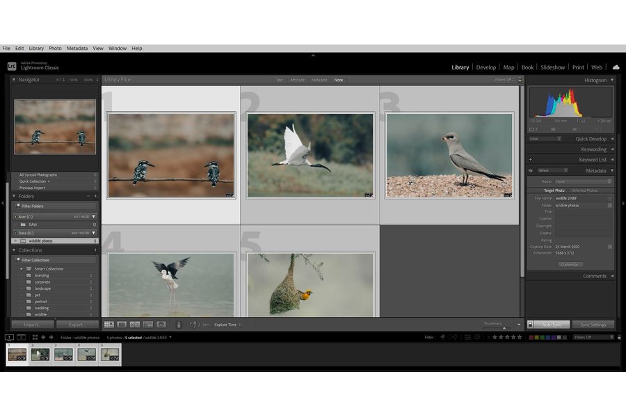Selecting images from Lightroom