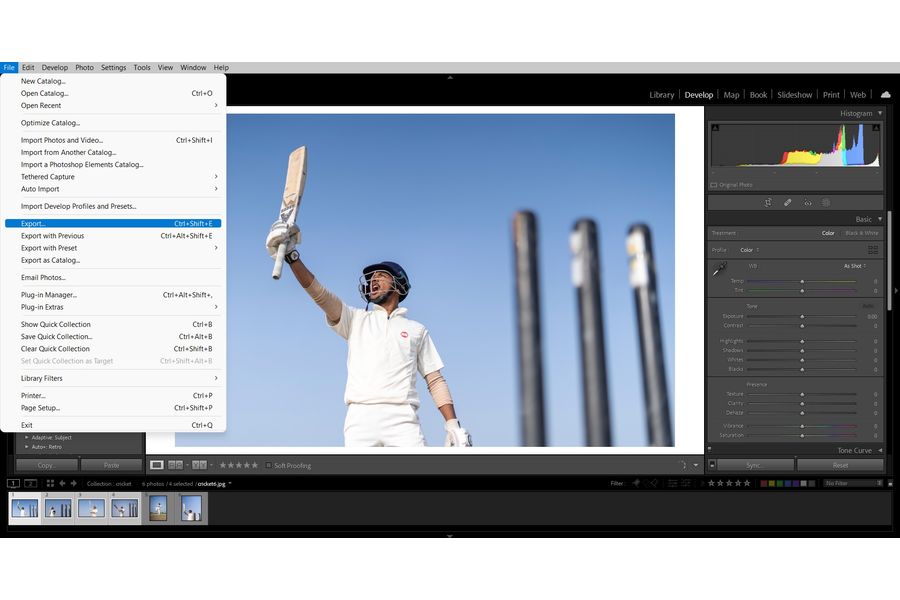 Selecting multiple images to export in Lightroom