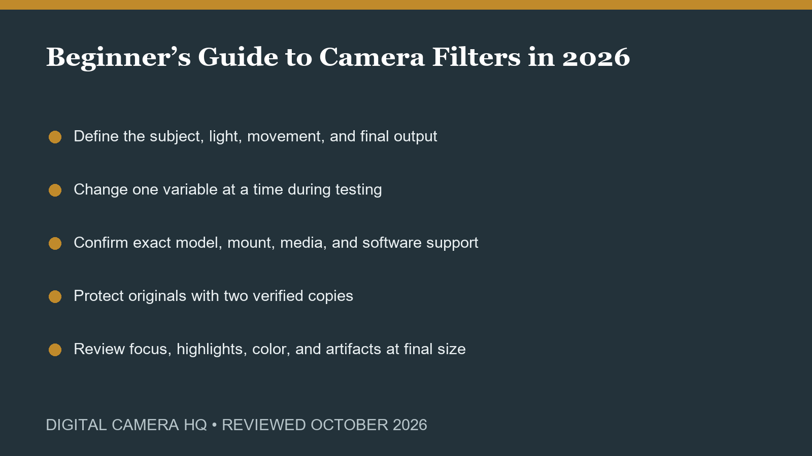 Beginner’s Guide to Camera Filters in 2026 field checklist