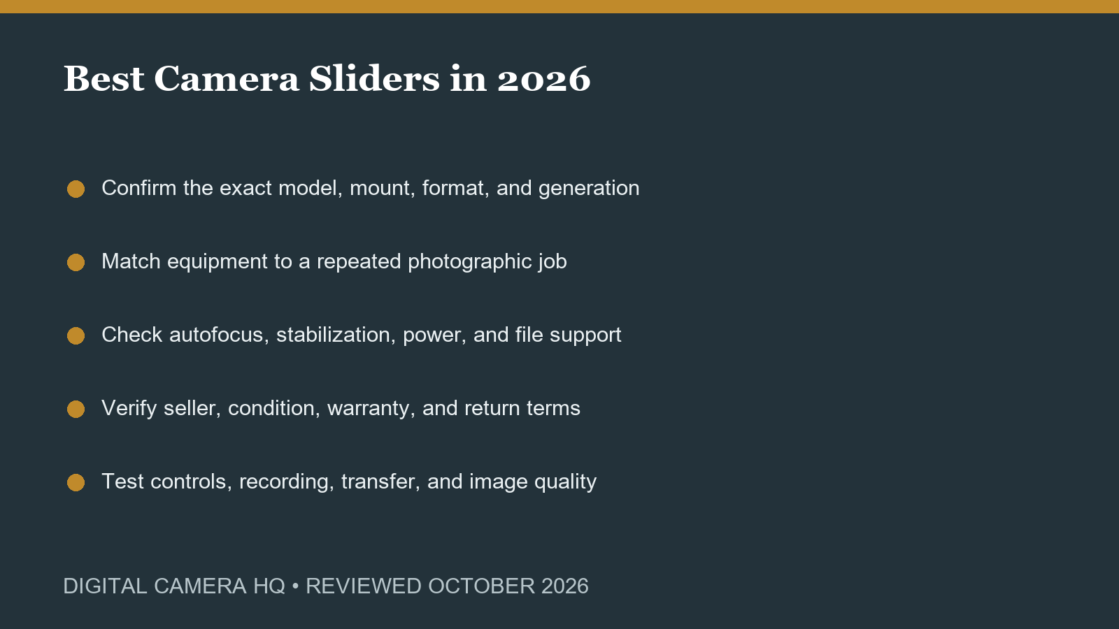 Best Camera Sliders in 2026 buying checklist
