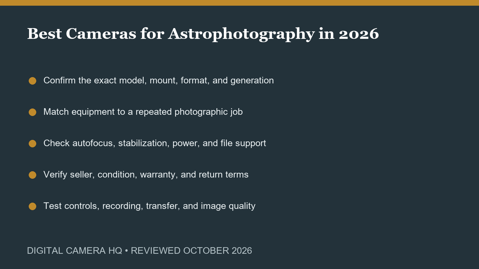Best Cameras for Astrophotography in 2026 buying checklist