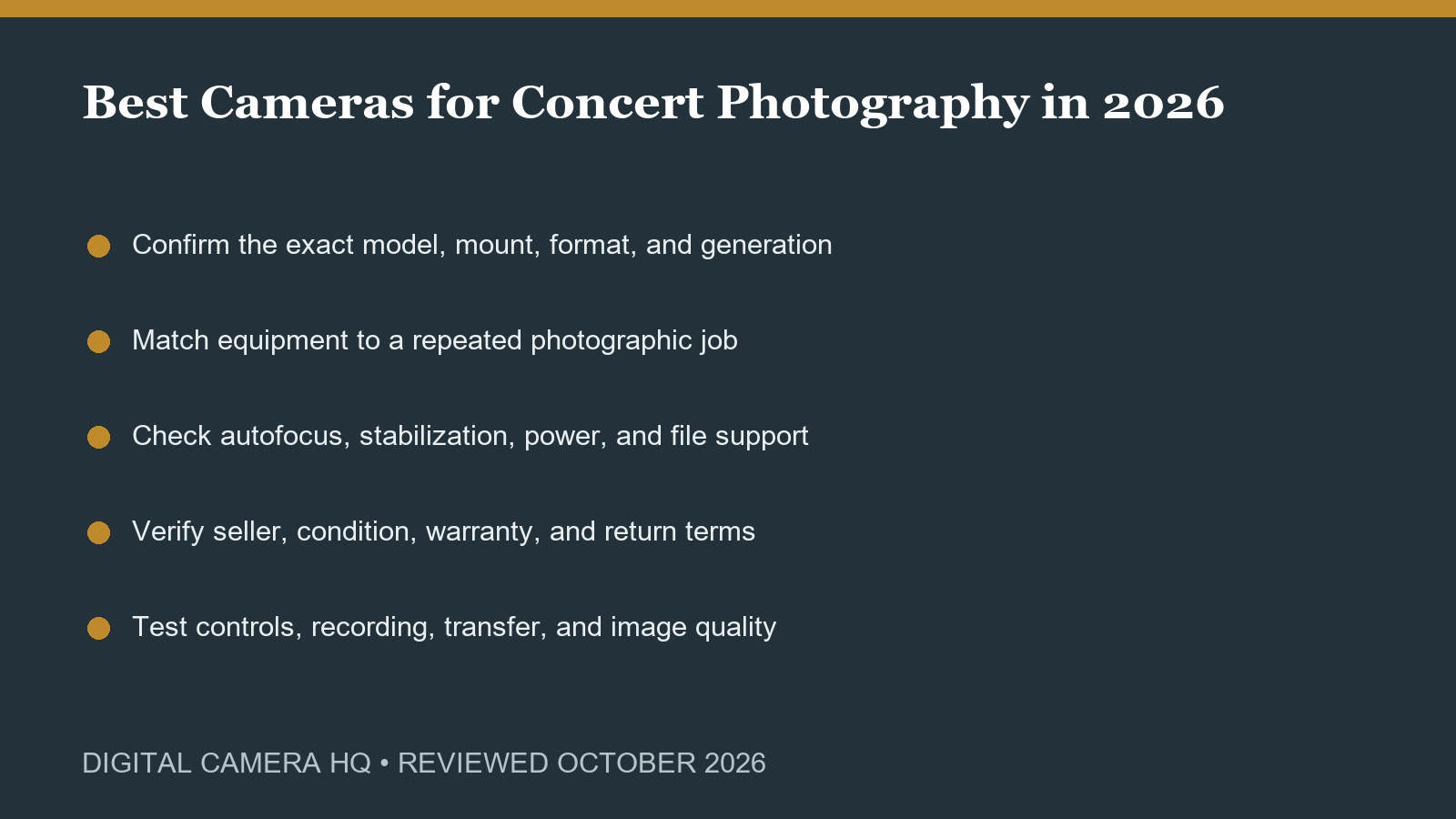 Best Cameras for Concert Photography in 2026 buying checklist