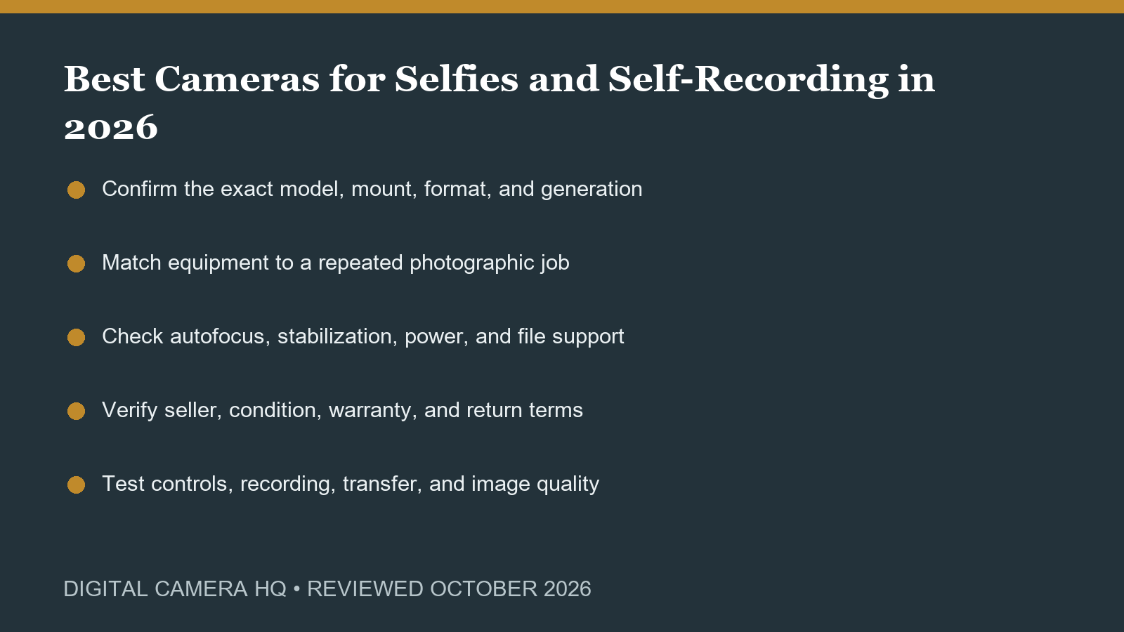 Best Cameras for Selfies and Self-Recording in 2026 buying checklist