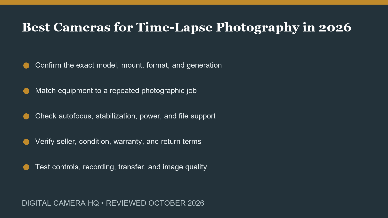Best Cameras for Time-Lapse Photography in 2026 buying checklist