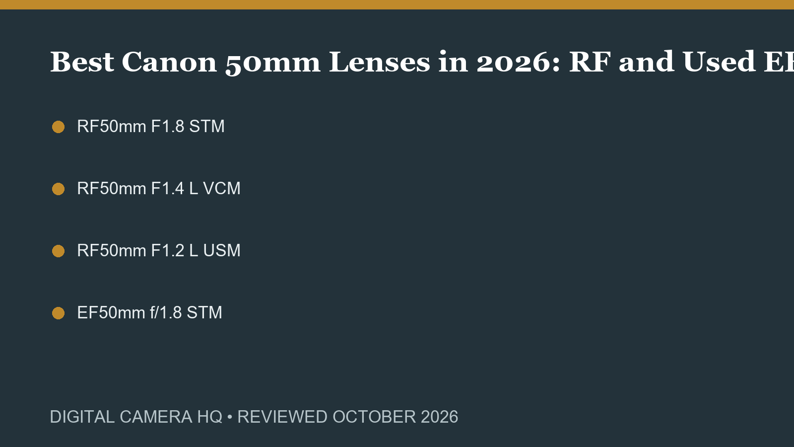 Best Canon 50mm Lenses in 2026: RF and Used EF Options buying checklist