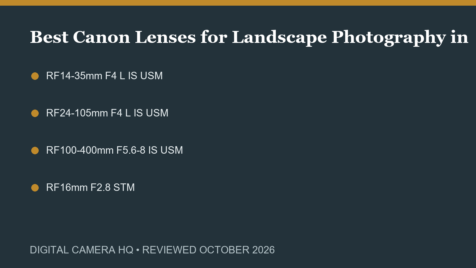 Best Canon Lenses for Landscape Photography in 2026 buying checklist