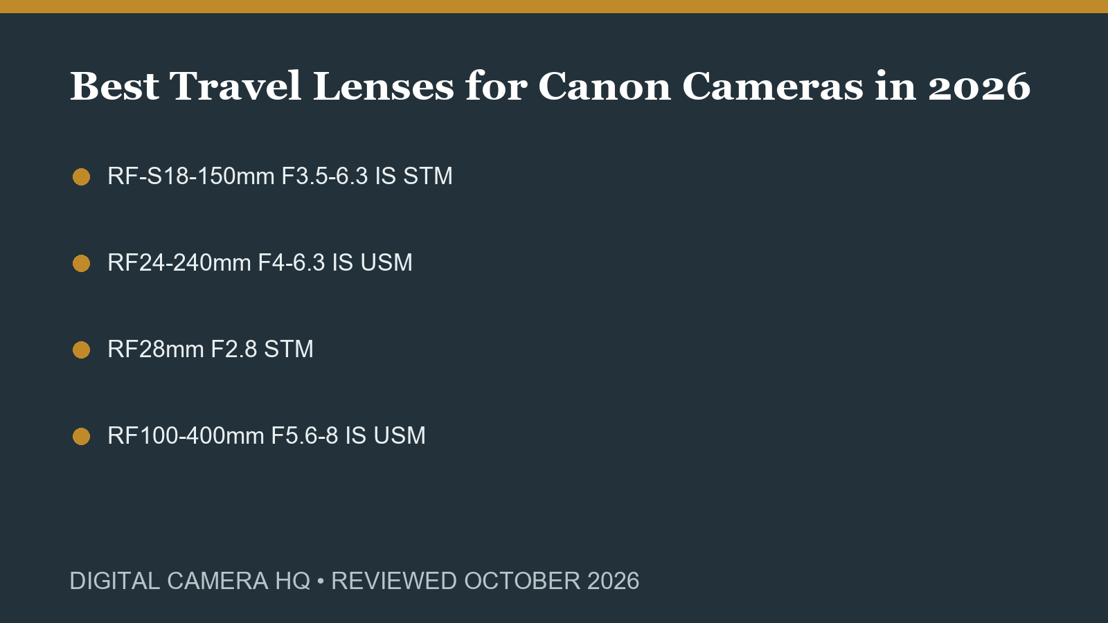 Best Travel Lenses for Canon Cameras in 2026 buying checklist