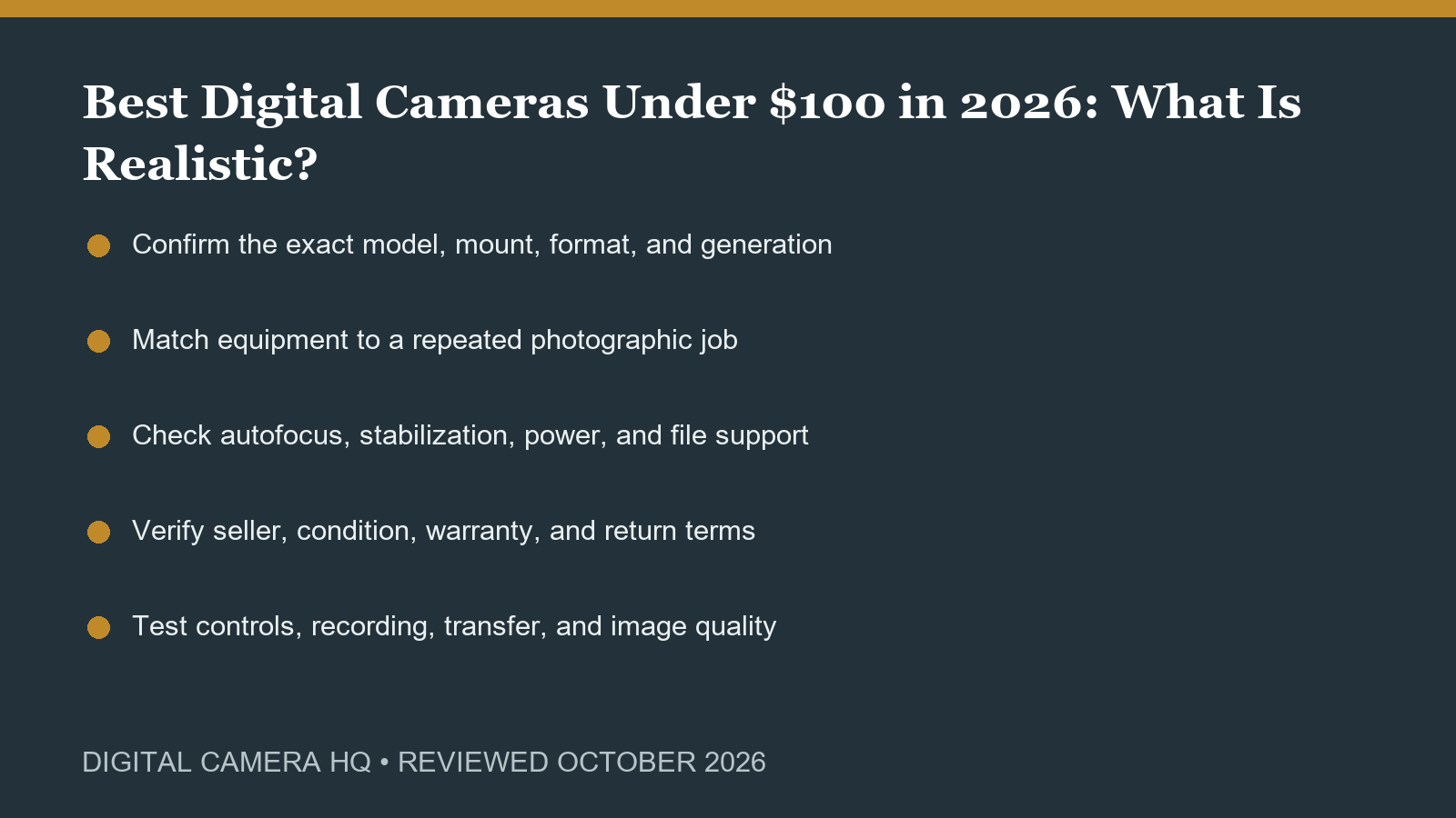 Best Digital Cameras Under $100 in 2026: What Is Realistic? buying checklist