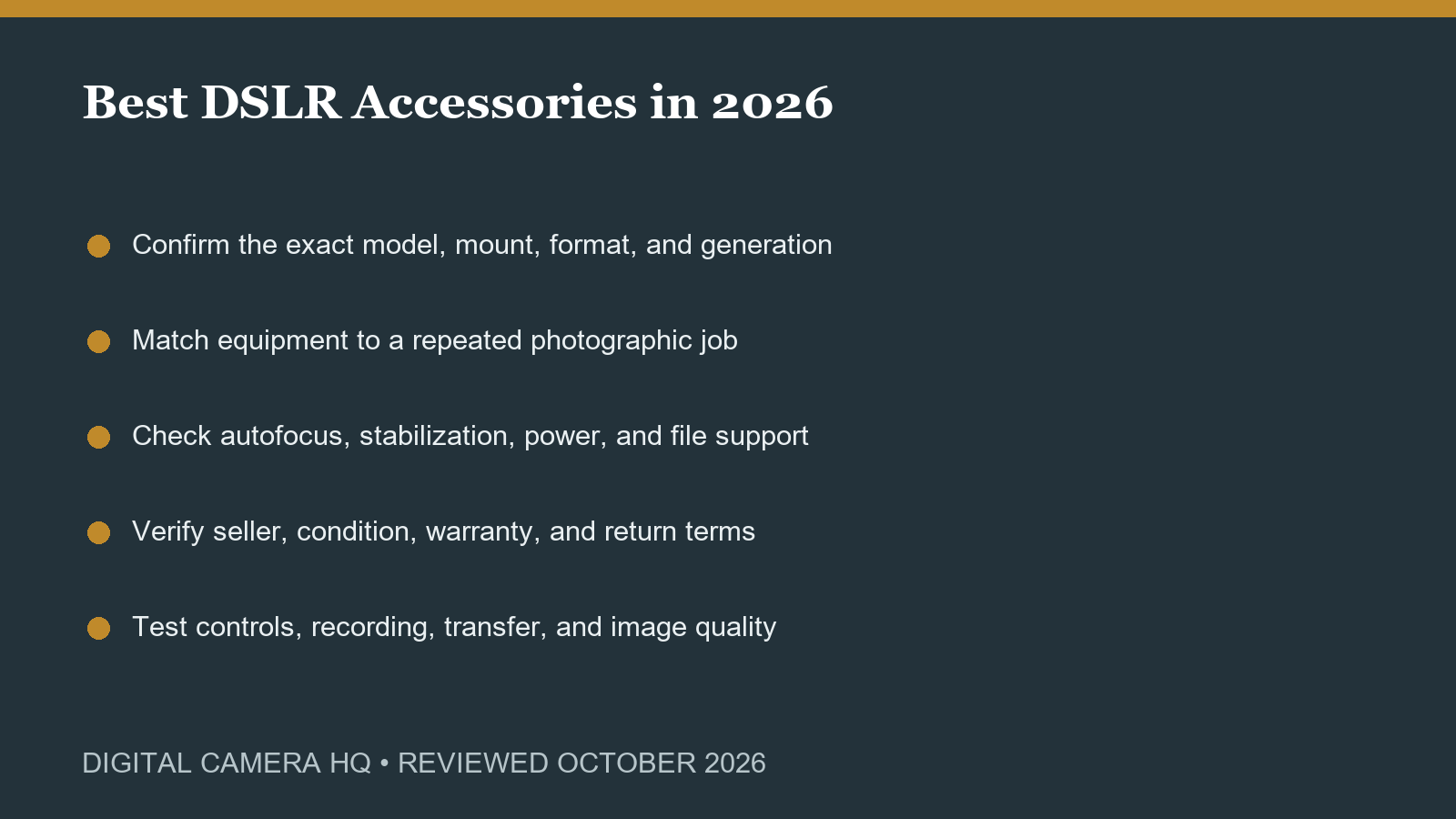 Best DSLR Accessories in 2026 buying checklist