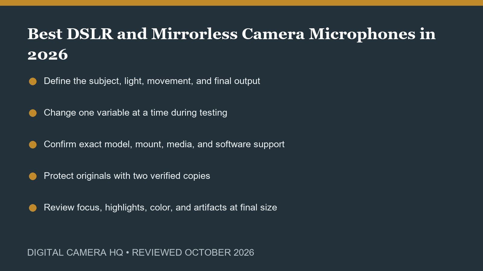 Best DSLR and Mirrorless Camera Microphones in 2026 field checklist
