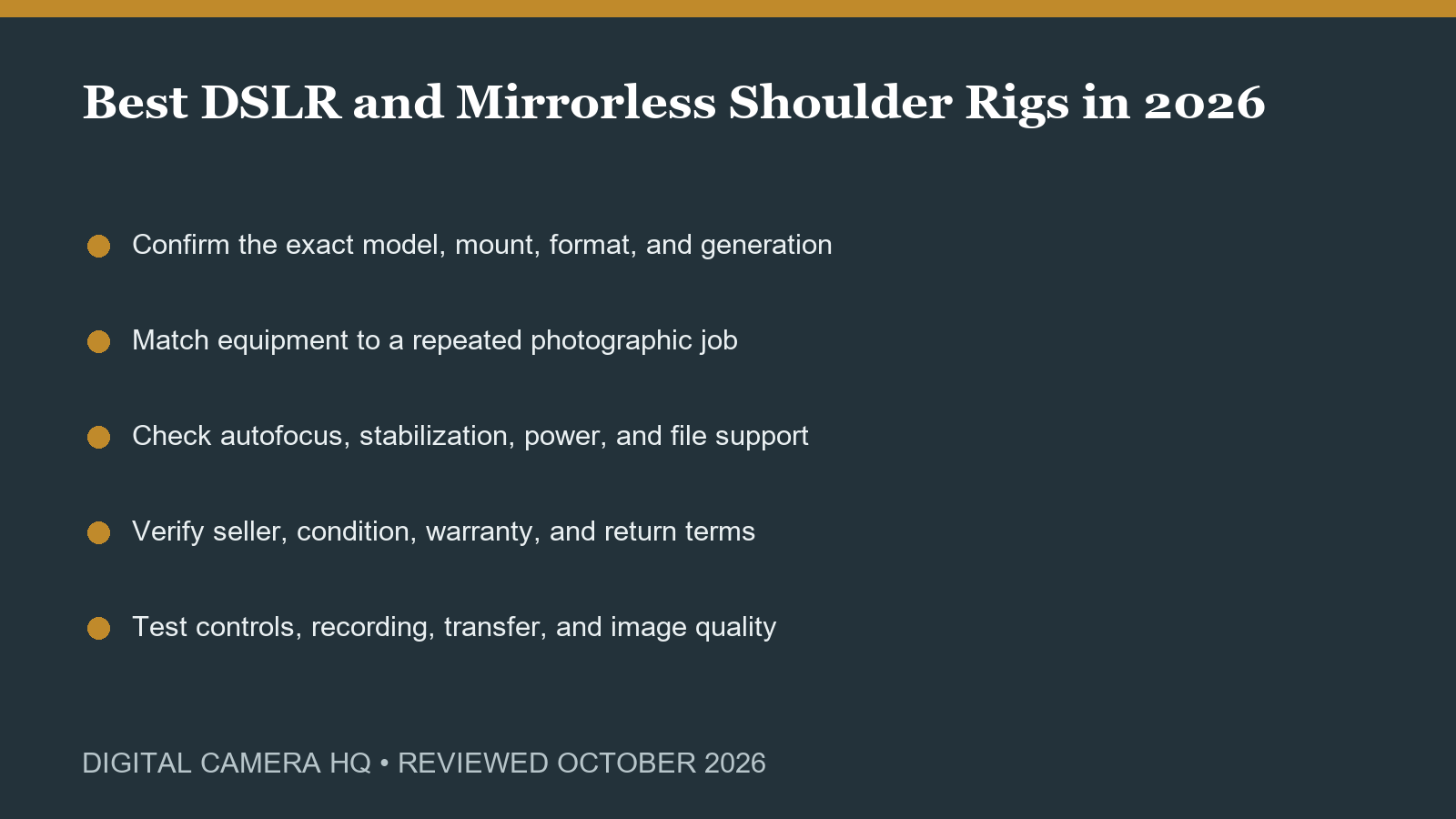 Best DSLR and Mirrorless Shoulder Rigs in 2026 buying checklist