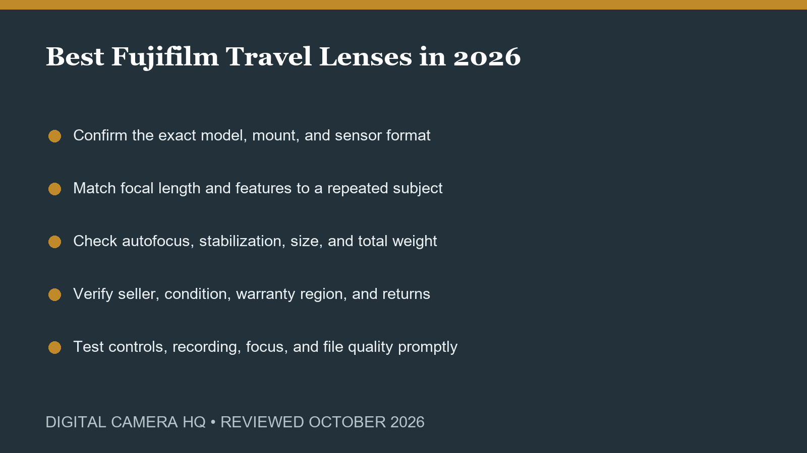 Best Fujifilm Travel Lenses in 2026 buying checklist