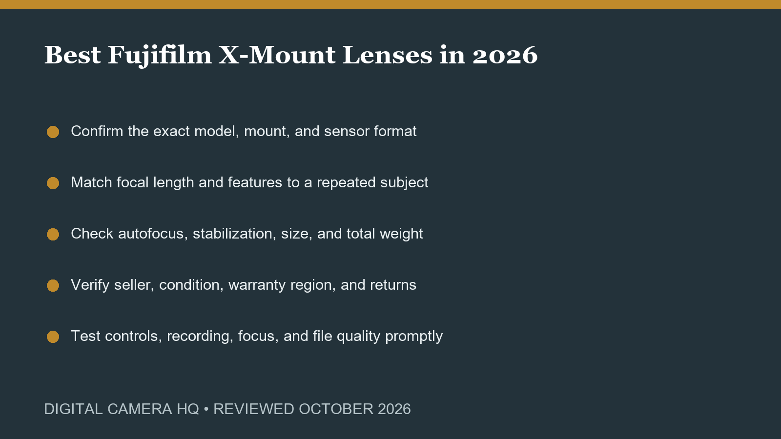 Best Fujifilm X-Mount Lenses in 2026 buying checklist