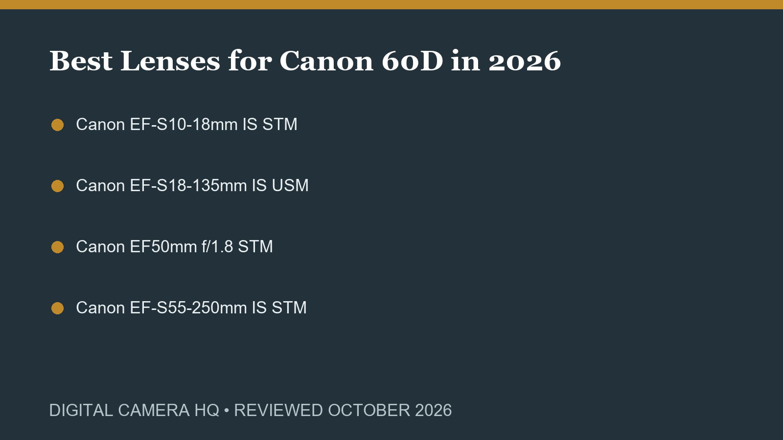 Best Lenses for Canon 60D in 2026 buying checklist