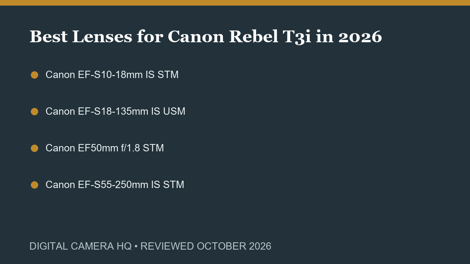 Best Lenses for Canon Rebel T3i in 2026 buying checklist