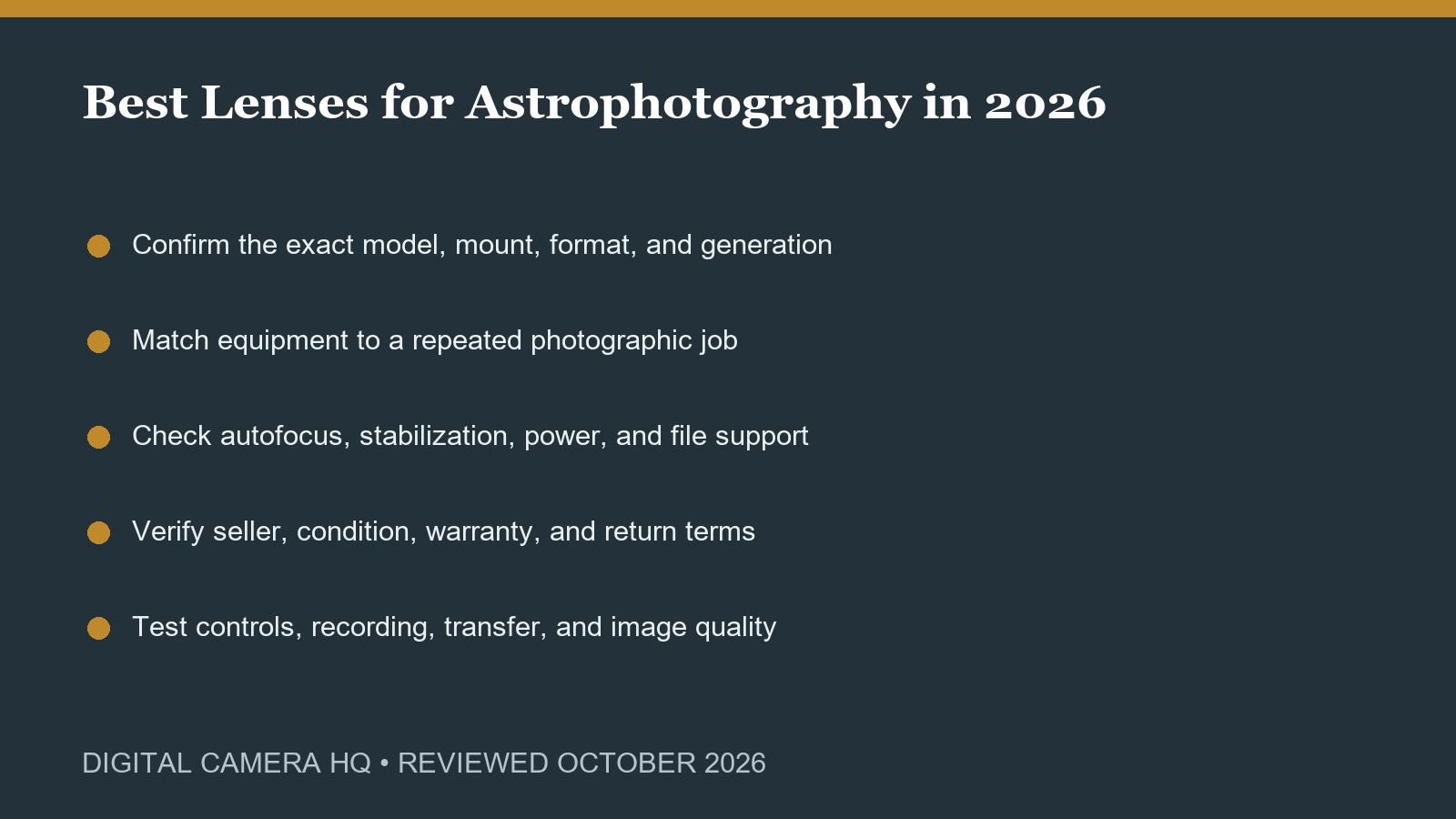 Best Lenses for Astrophotography in 2026 buying checklist