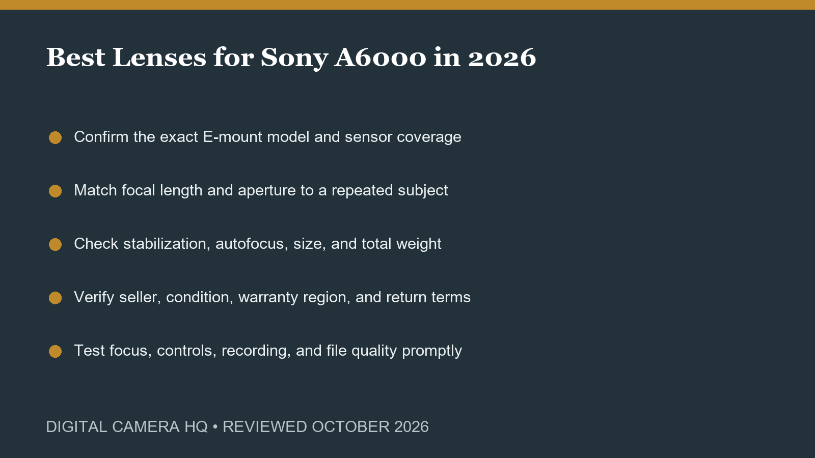 Sony camera and lens buying checklist