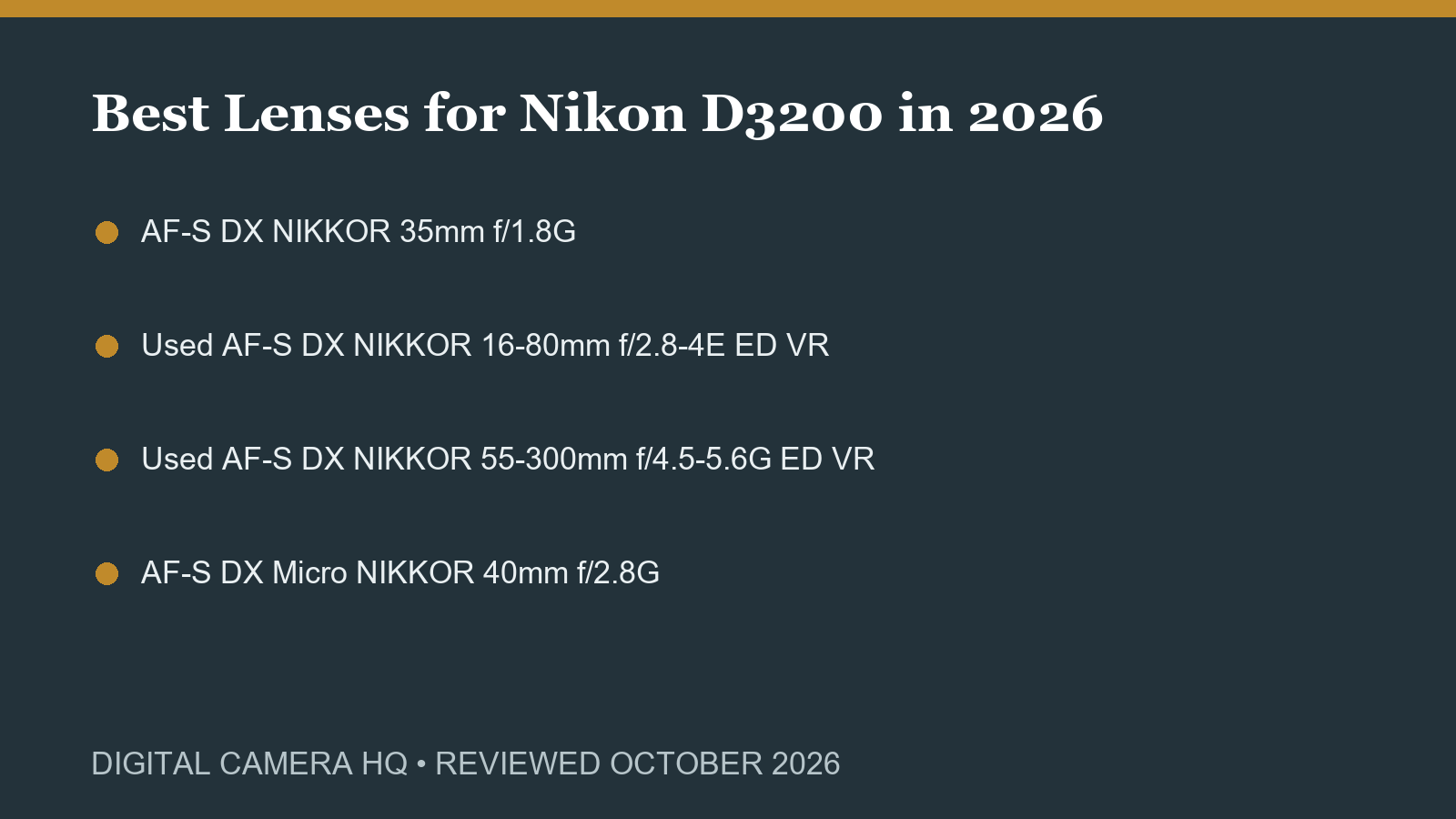 Best Lenses for Nikon D3200 in 2026 buying checklist