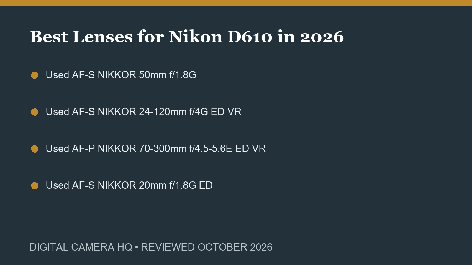 Best Lenses for Nikon D610 in 2026 buying checklist