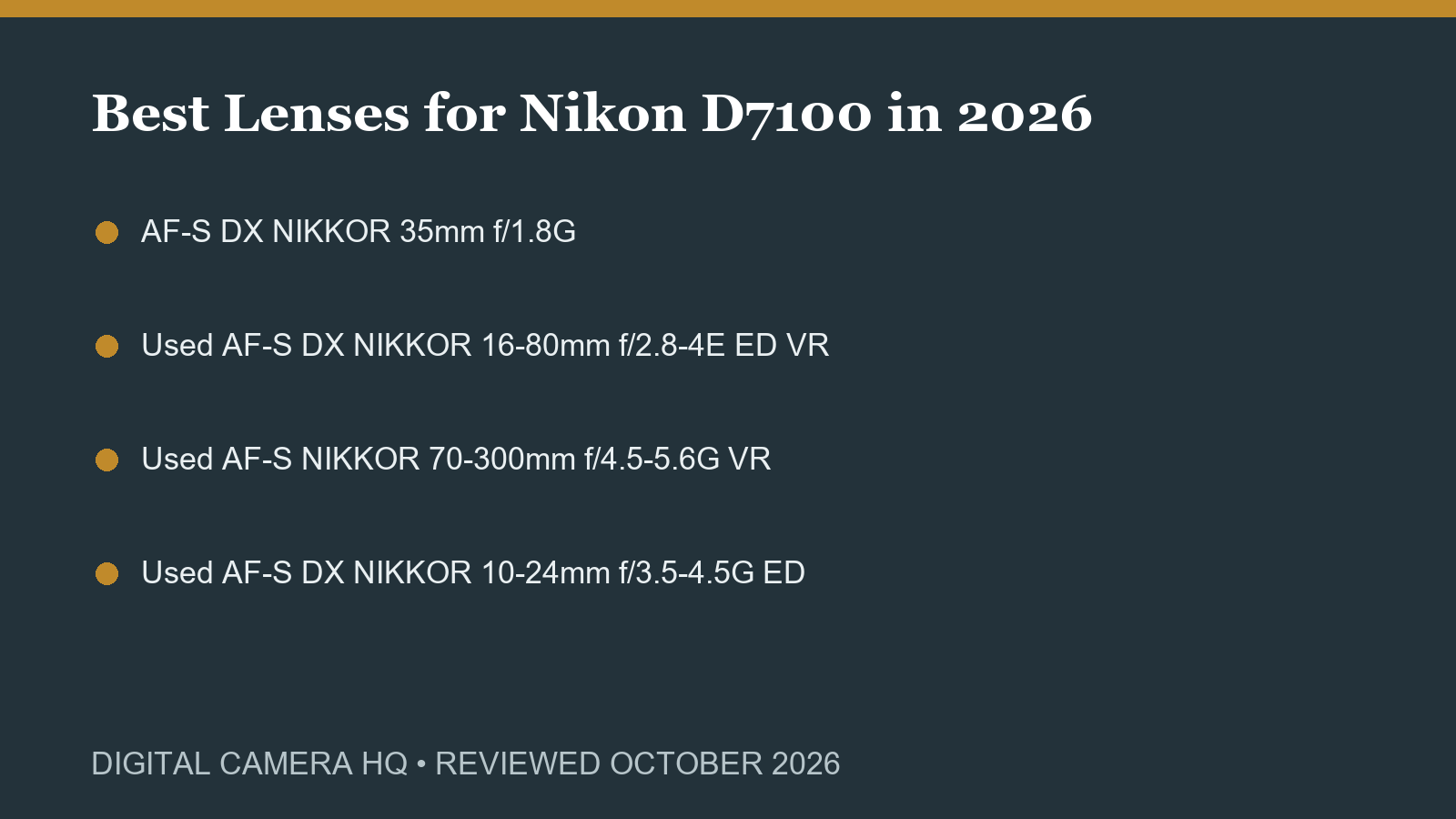 Best Lenses for Nikon D7100 in 2026 buying checklist