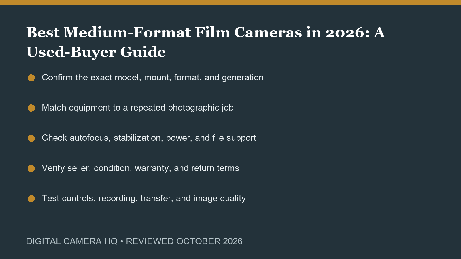Best Medium-Format Film Cameras in 2026: A Used-Buyer Guide buying checklist