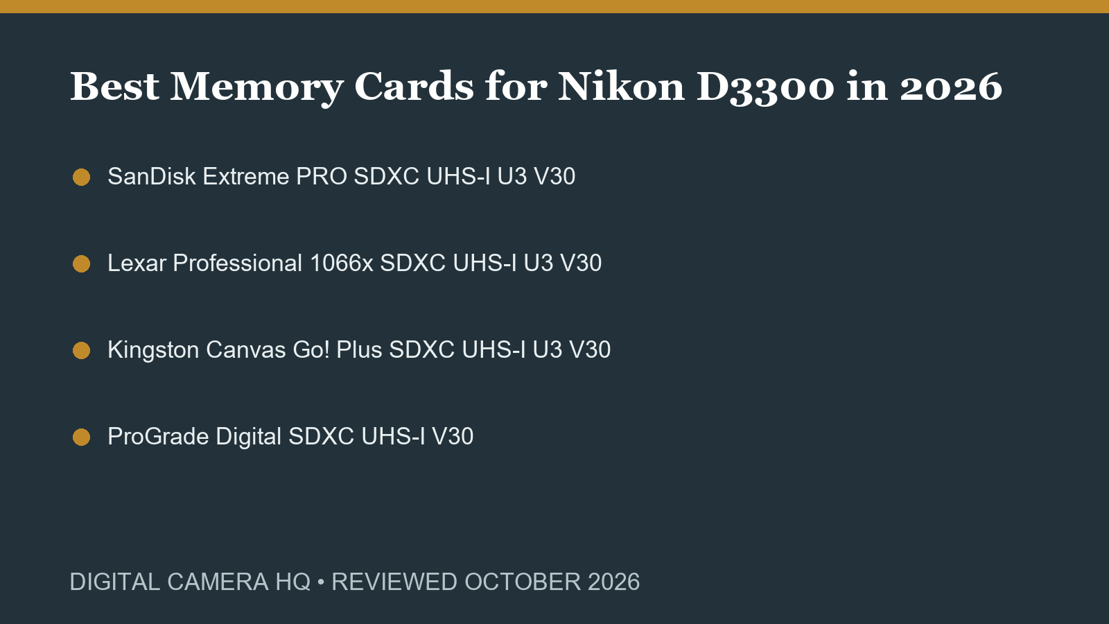 Best Memory Cards for Nikon D3300 in 2026 buying checklist