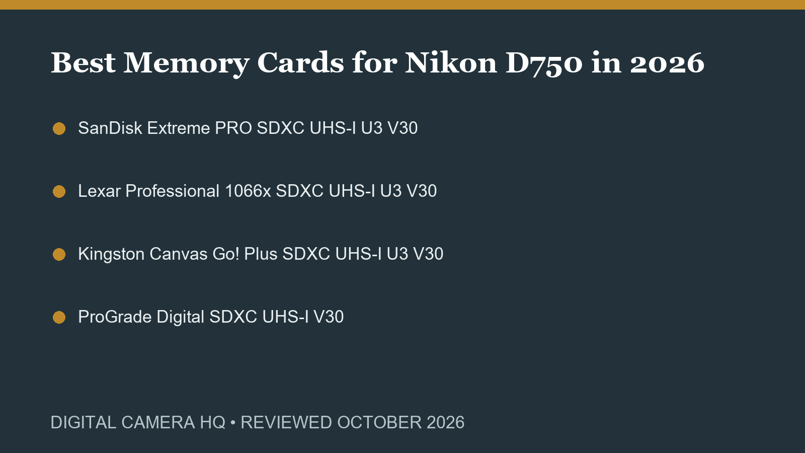 Best Memory Cards for Nikon D750 in 2026 buying checklist