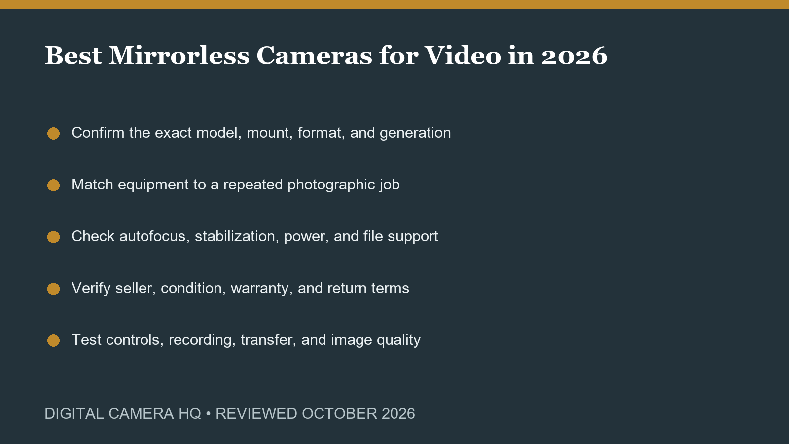 Best Mirrorless Cameras for Video in 2026 buying checklist