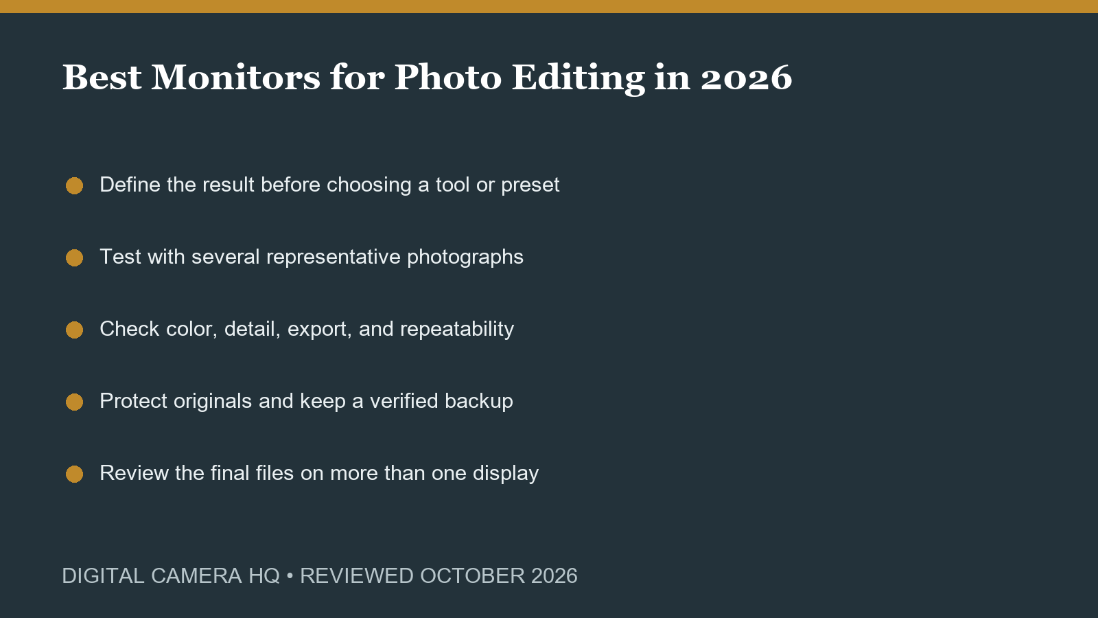 Best Monitors for Photo Editing in 2026 workflow checklist