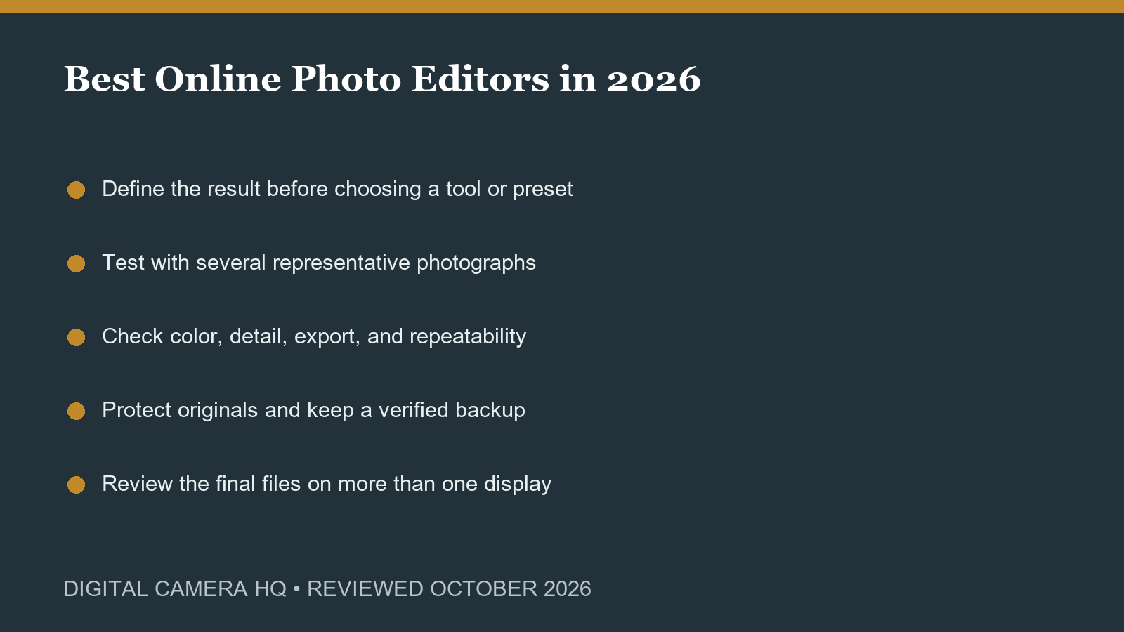 Best Online Photo Editors in 2026 workflow checklist
