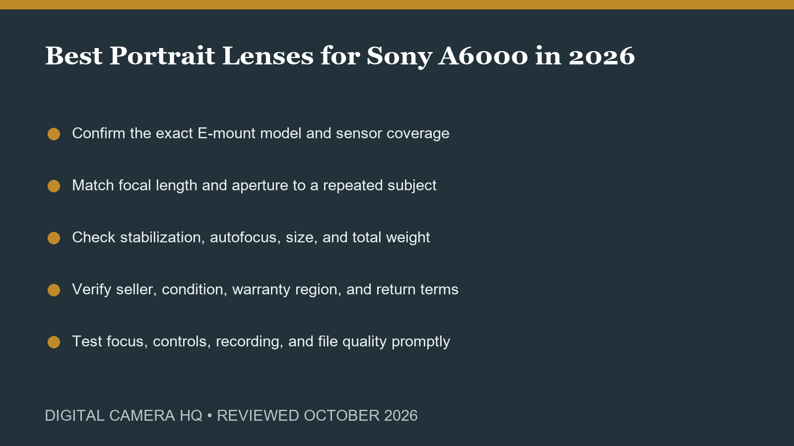 Sony camera and lens buying checklist